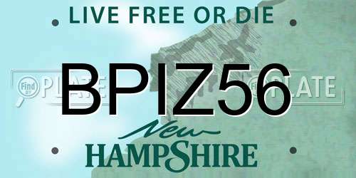 BPIZ56 New Hampshire License Plate