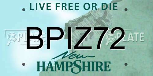 BPIZ72 New Hampshire License Plate