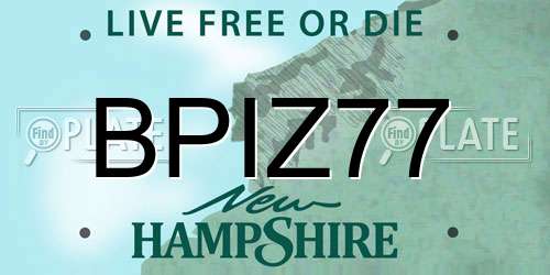 BPIZ77 New Hampshire License Plate
