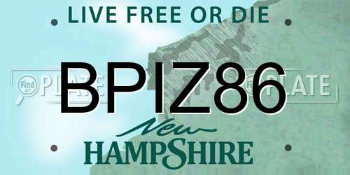 BPIZ86 New Hampshire License Plate