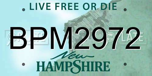 BPM2972 New Hampshire License Plate