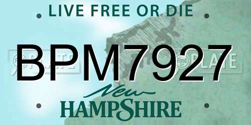 BPM7927 New Hampshire License Plate