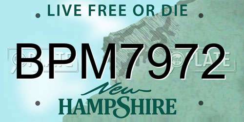 BPM7972 New Hampshire License Plate