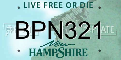 BPN321 New Hampshire License Plate