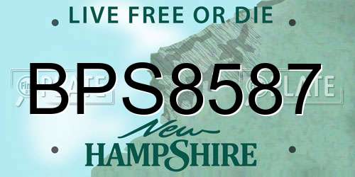 BPS8587 New Hampshire License Plate
