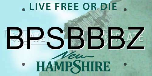 BPSBBBZ New Hampshire License Plate