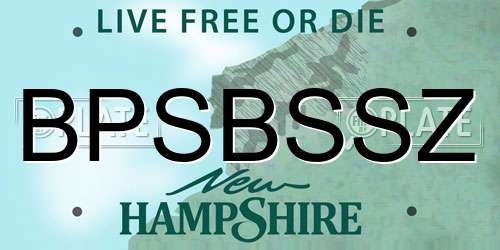 BPSBSSZ New Hampshire License Plate