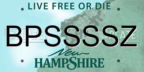 BPSSSSZ New Hampshire License Plate