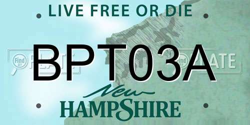 BPT03A New Hampshire License Plate