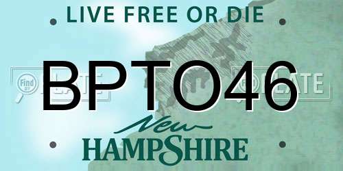BPTO46 New Hampshire License Plate
