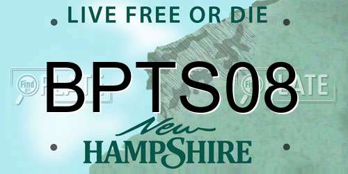 BPTS08 New Hampshire License Plate