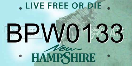 BPW0133 New Hampshire License Plate