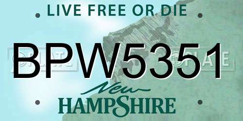 BPW5351 New Hampshire License Plate