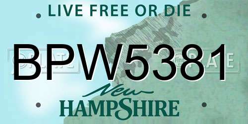 BPW5381 New Hampshire License Plate