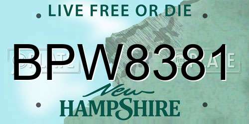 BPW8381 New Hampshire License Plate