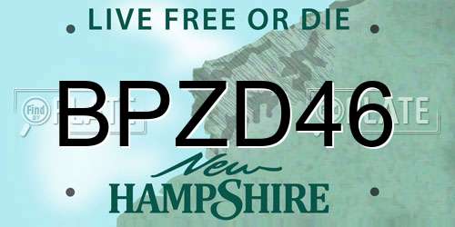BPZD46 New Hampshire License Plate
