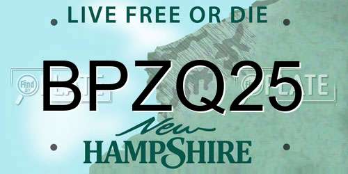 BPZQ25 New Hampshire License Plate