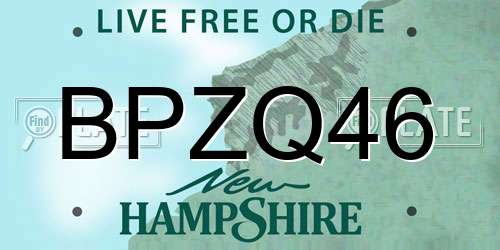 BPZQ46 New Hampshire License Plate