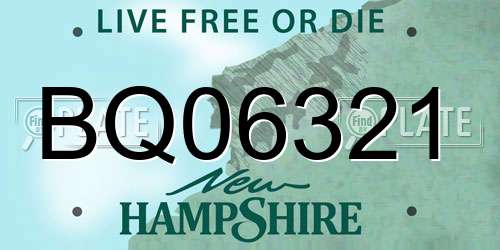 BQ06321 New Hampshire License Plate