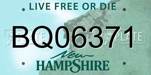 BQ06371 New Hampshire License Plate
