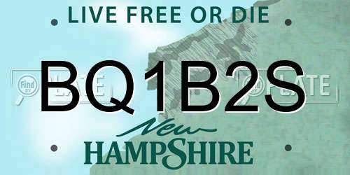 BQ1B2S New Hampshire License Plate