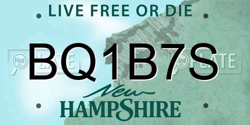 BQ1B7S New Hampshire License Plate