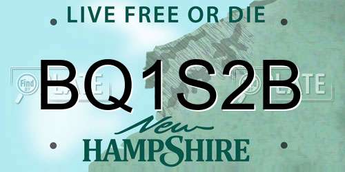 BQ1S2B New Hampshire License Plate