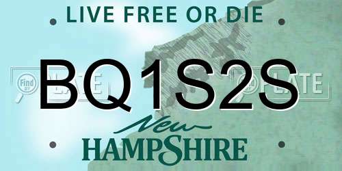 BQ1S2S New Hampshire License Plate