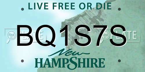 BQ1S7S New Hampshire License Plate