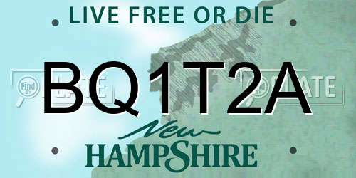 BQ1T2A New Hampshire License Plate