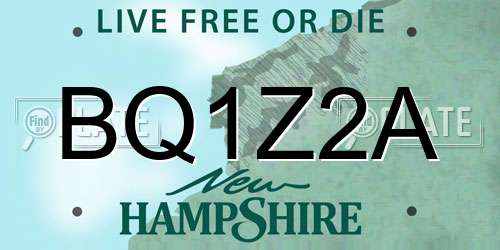 BQ1Z2A New Hampshire License Plate