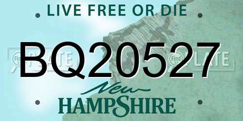 BQ20527 New Hampshire License Plate