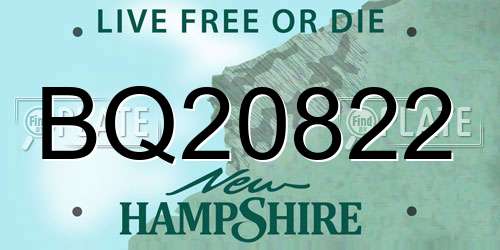 BQ20822 New Hampshire License Plate