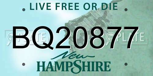 BQ20877 New Hampshire License Plate