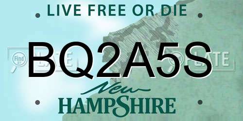 BQ2A5S New Hampshire License Plate
