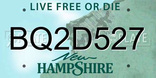 BQ2D527 New Hampshire License Plate