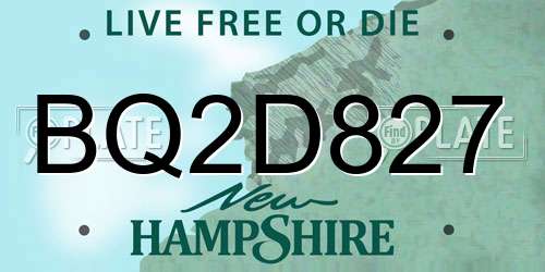 BQ2D827 New Hampshire License Plate