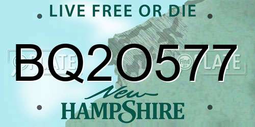 BQ2O577 New Hampshire License Plate