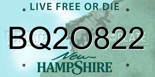 BQ2O822 New Hampshire License Plate