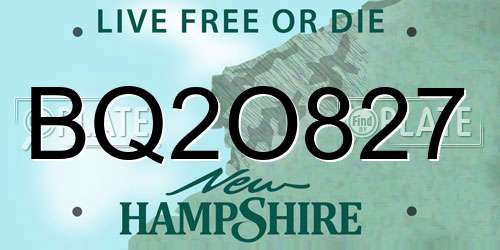 BQ2O827 New Hampshire License Plate
