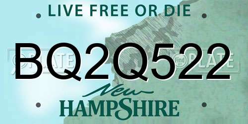 BQ2Q522 New Hampshire License Plate