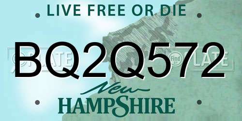 BQ2Q572 New Hampshire License Plate