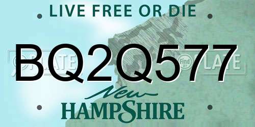 BQ2Q577 New Hampshire License Plate