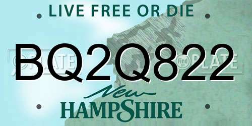 BQ2Q822 New Hampshire License Plate