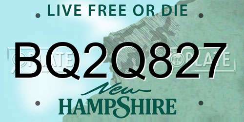 BQ2Q827 New Hampshire License Plate