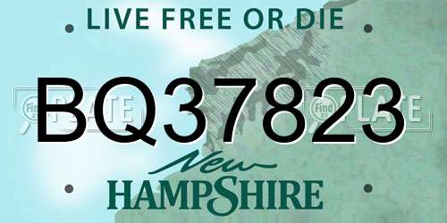BQ37823 New Hampshire License Plate