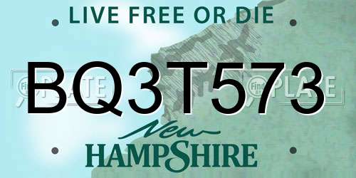 BQ3T573 New Hampshire License Plate