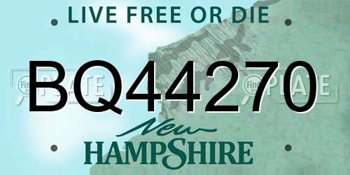 BQ44270 New Hampshire License Plate