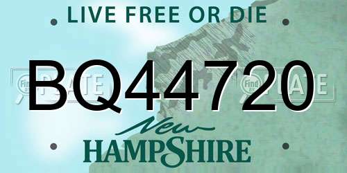 BQ44720 New Hampshire License Plate
