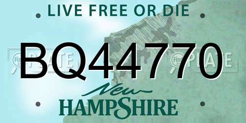 BQ44770 New Hampshire License Plate